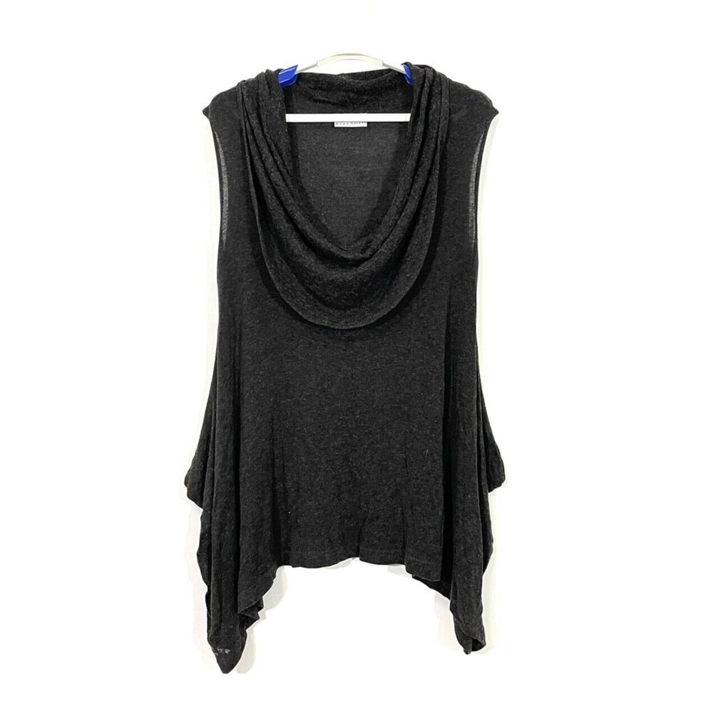Bryn Walker Top Cowl Neck Size Small Asymmetric Hem Soft Knit Lagenlook Brown